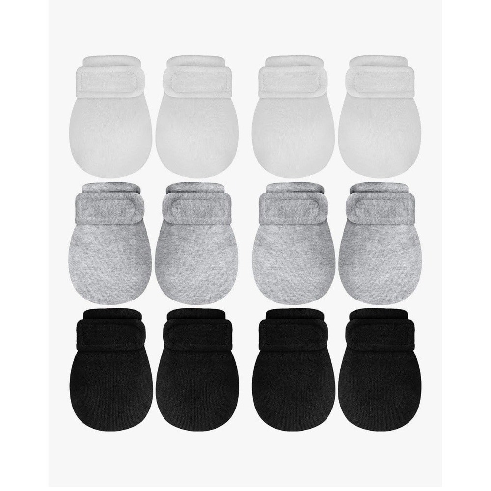 Newborn Baby Cotton Mittens Infant‎ Toddler Gloves One Size 2black+2white+2grey